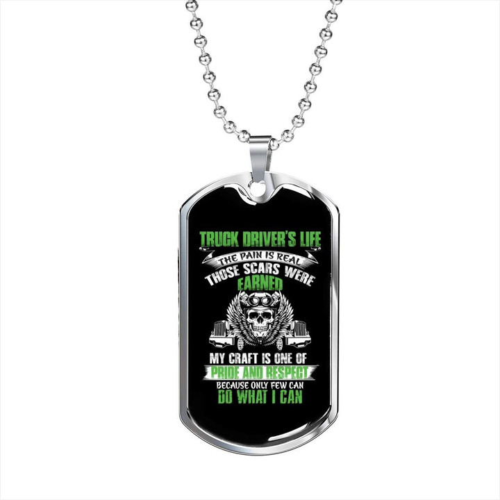 Cool Gift For Dad Dog Tag Pendant Necklace Truck Driver's Life