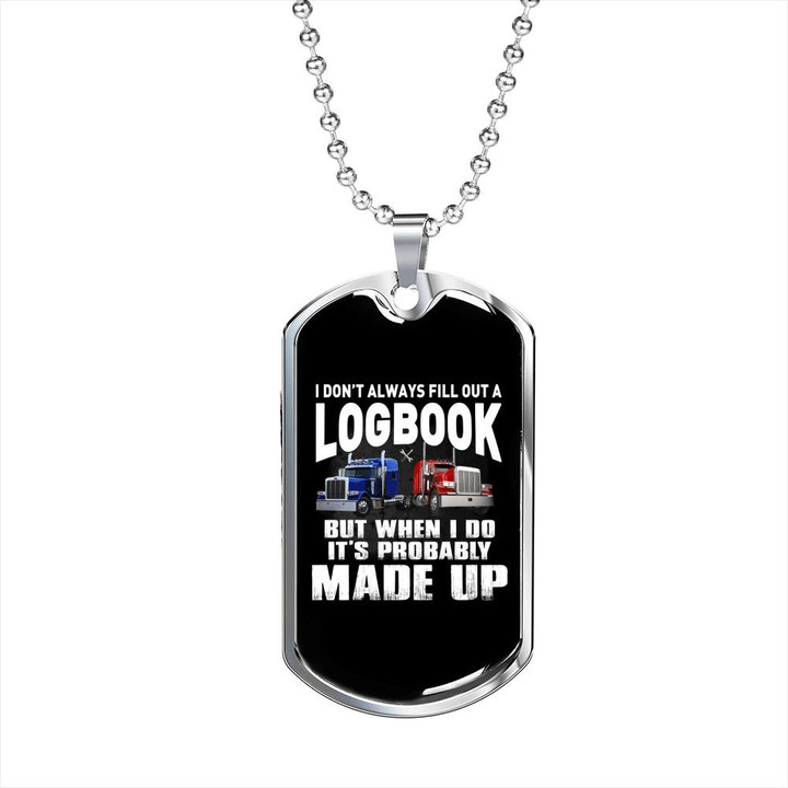 Logbook Driver Trucker Gift For Dad Dog Tag Pendant Necklace