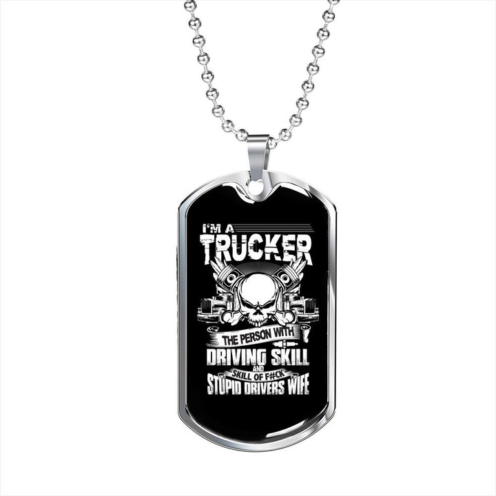 Perfect Gift For Dad Dog Tag Pendant Necklace Trucker Person With Driving Skill