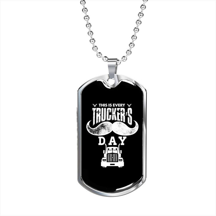 Awesome Gift For Dad Dog Tag Pendant Necklace Every Trucker's Day