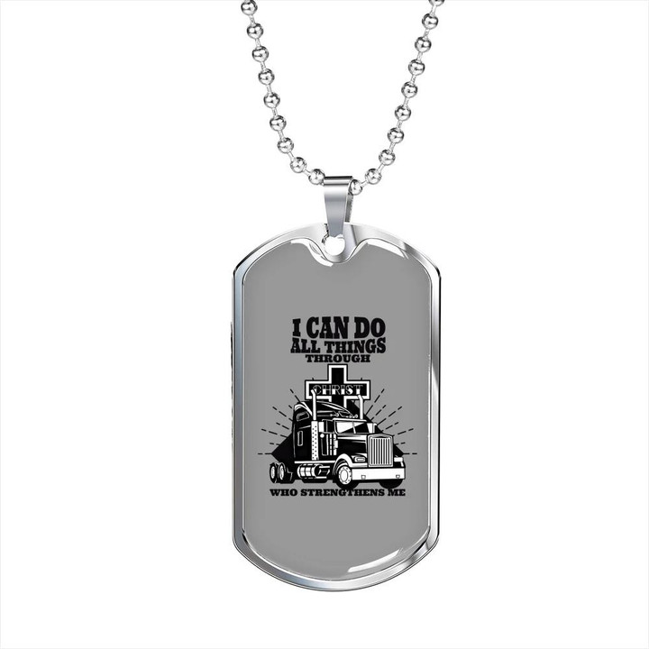 Christian Trucker Awesome Gift For Dad Dog Tag Pendant Necklace