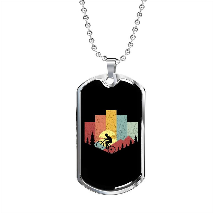 Colorful Mountain Cycling Shade Perfect Gift For Dad Dog Tag Pendant Necklace