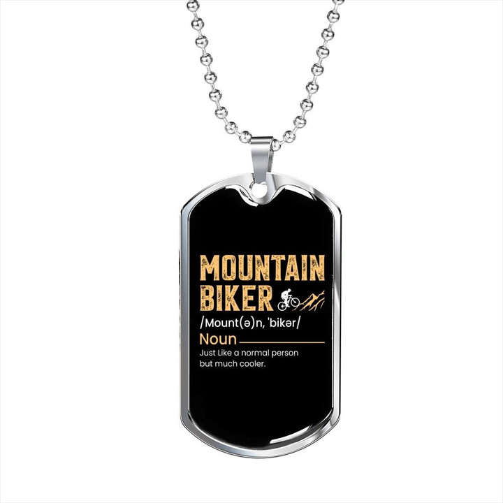 Mountain Biker Meaning Cycling Cool Gift For Dad Dog Tag Pendant Necklace