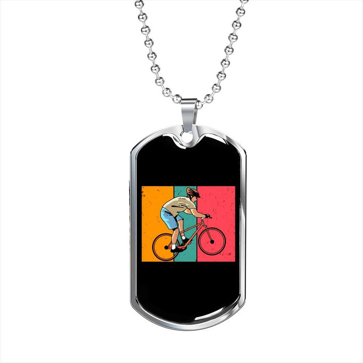 Biker Boy Cycling Awesome Gift For Son Dog Tag Pendant Necklace