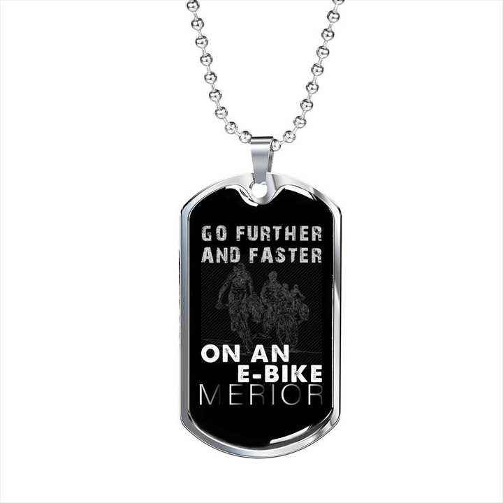 Awesome Gift For Dad Dog Tag Pendant Necklace Go Further And Faster Cycling