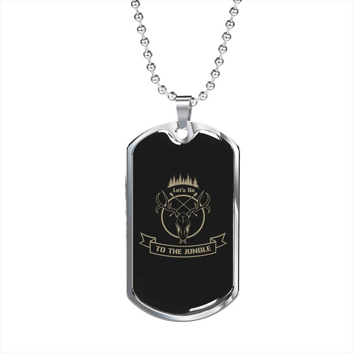 Awesome Gift For Dad Dog Tag Pendant Necklace Lets Go To The Jungle Hunting