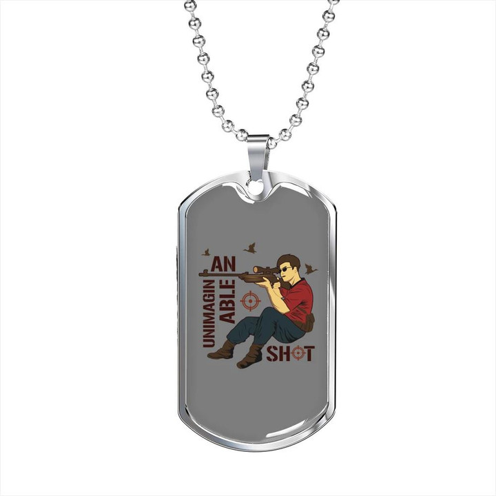 Unimaginable Shot Hunting Awesome Gift For Dad Dog Tag Pendant Necklace 24"