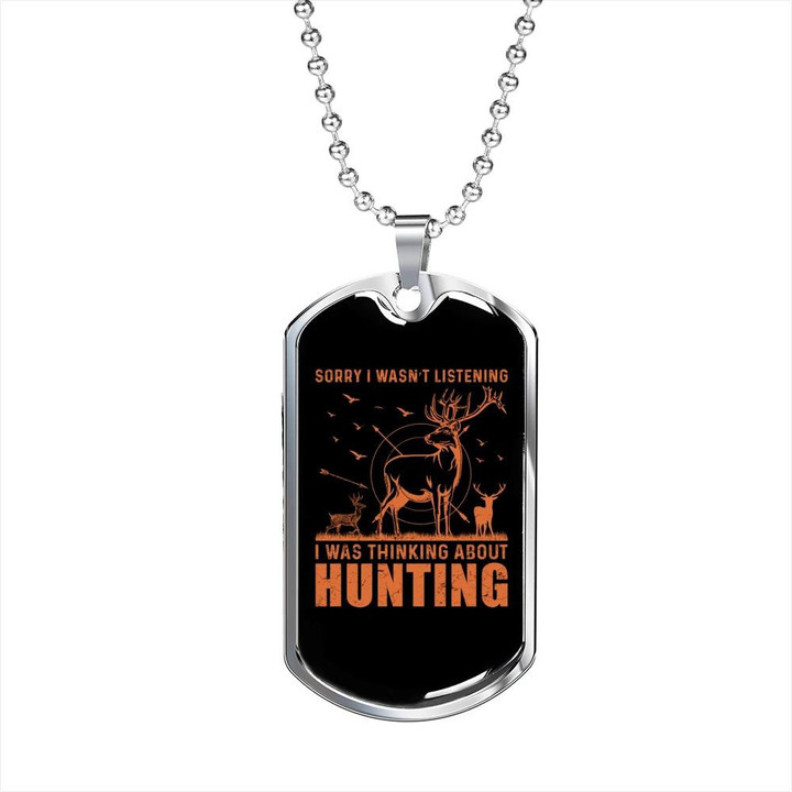Black Deer Focused On Hunting Best Gift For Dad Dog Tag Pendant Necklace