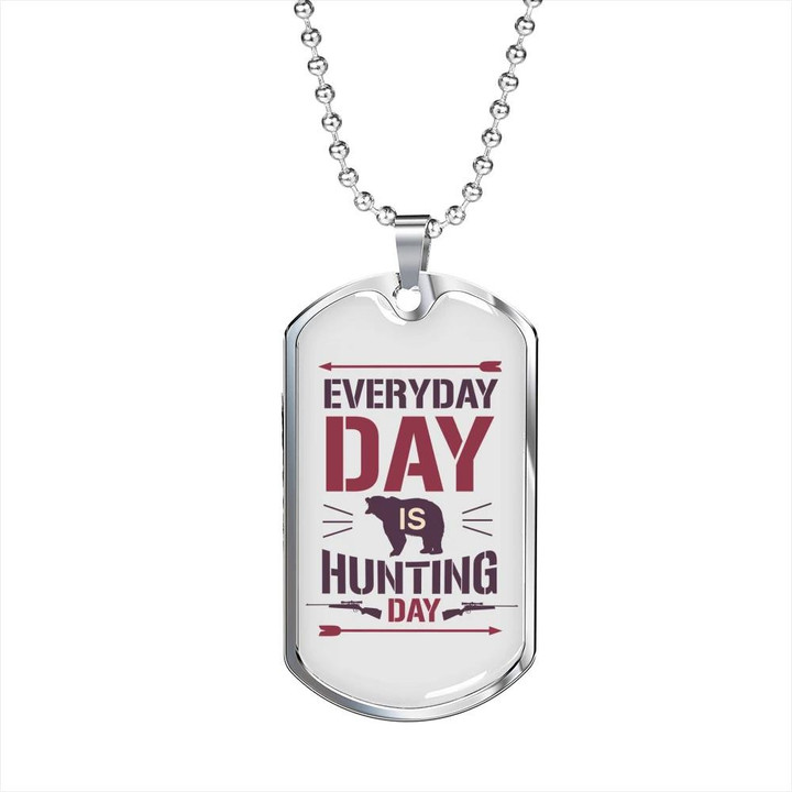 Polar Bear Everyday Is Hunting Day Best Gift For Dad Dog Tag Pendant Necklace