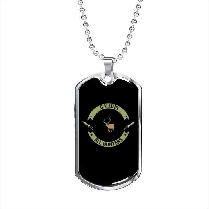 Awesome Gift For Dad Dog Tag Pendant Necklace Calling All Hunters Hunting