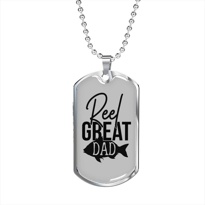 Best Gift For Dad Dog Tag Pendant Necklace Reel Great Dad Fishing