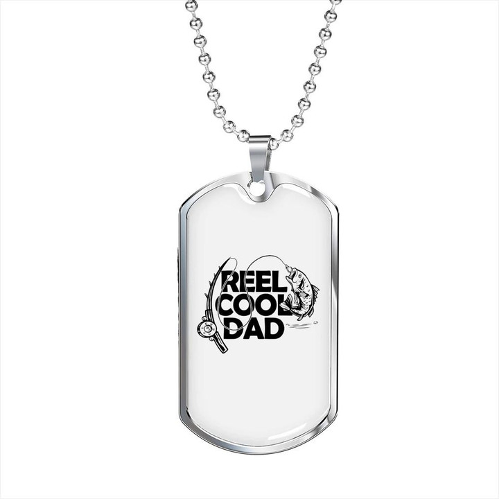 Awesome Gift For Dad Dog Tag Pendant Necklace Reel Cool Dad Fish And Rod Fishing