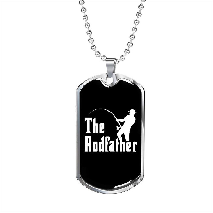 Great Gift For Dad Dog Tag Pendant Necklace Black And White The Rodfather Fishing