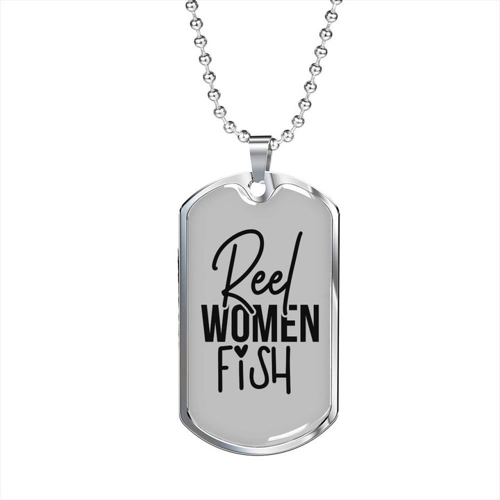 Best Gift For Mom Dog Tag Pendant Necklace Reel Women Fish Fishing