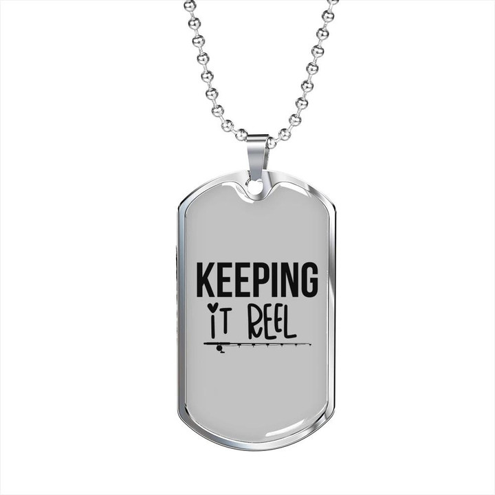 Keeping It Reel Simple Fishing Awesome Gift For Dad Dog Tag Pendant Necklace