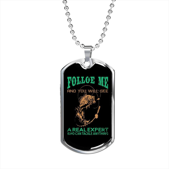 Awesome Gift For Dad Dog Tag Pendant Necklace Folloe Me And You Will See