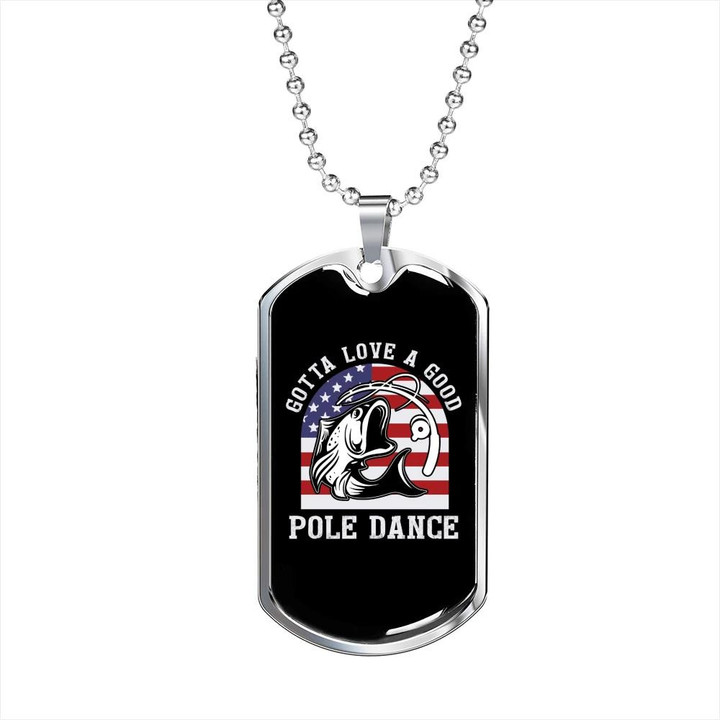Best Gift For Dad Dog Tag Pendant Necklace Pole Dance Fishing And Flag