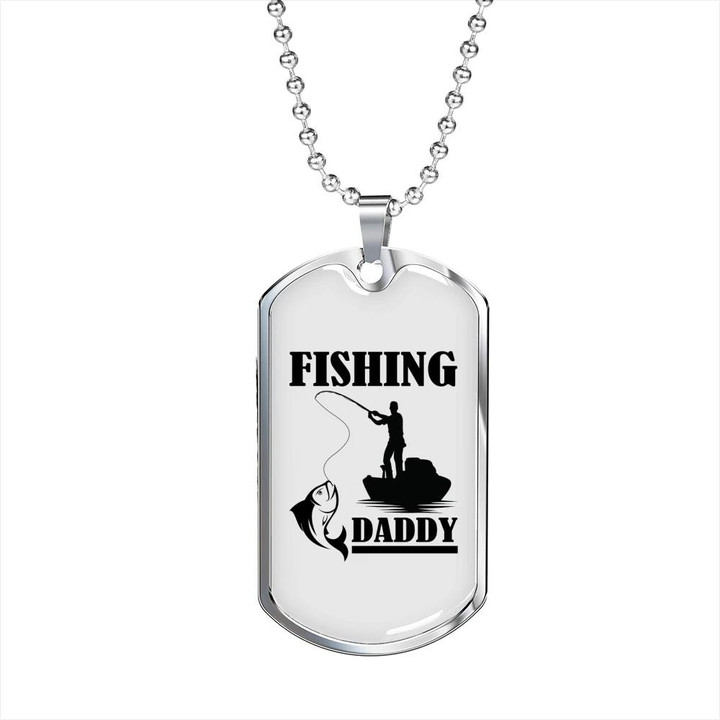 Best Gift For Dad Dog Tag Pendant Necklace Fishing Daddy On The Lake