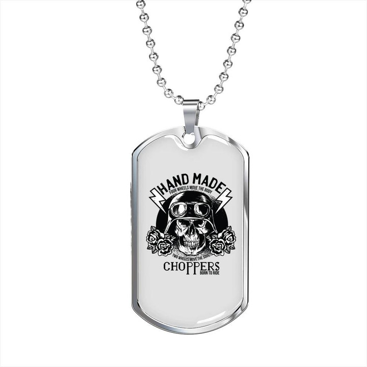 Gift For Him Biker Dog Tag Necklace Two Wheels Move The Soul