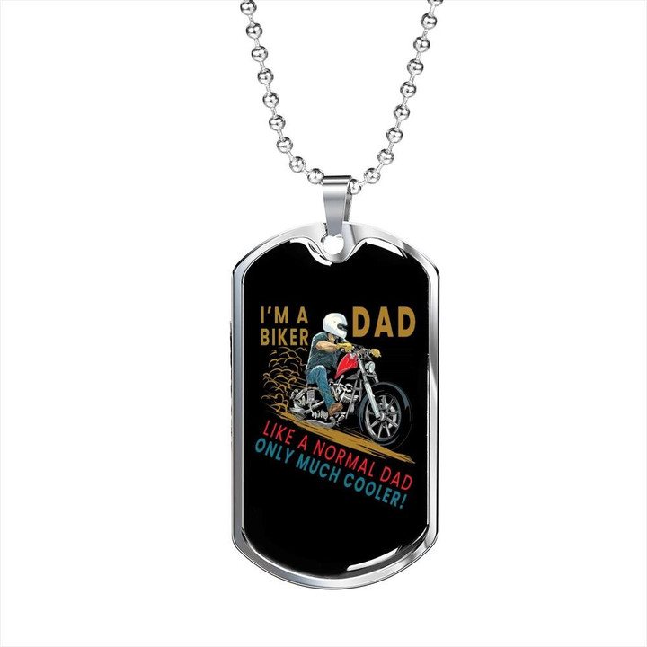 Normal Dad Only Much Cooler Dog Tag Necklace Gift For Dad Biker Dad