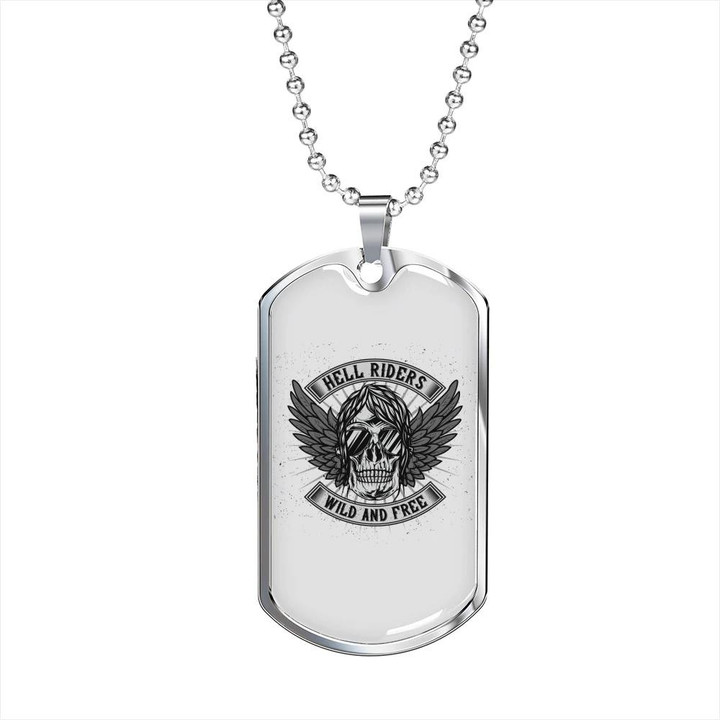 Hell Riders Wild And Free Dog Tag Necklace Gift For Him Biker