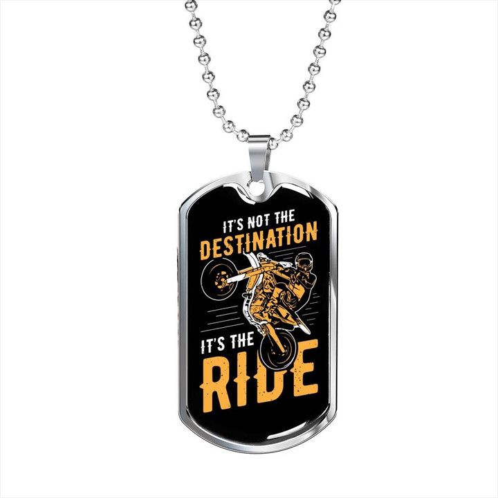 Not The Destination It Is The Ridebiker Dog Tag Necklace Gift For Him Biker
