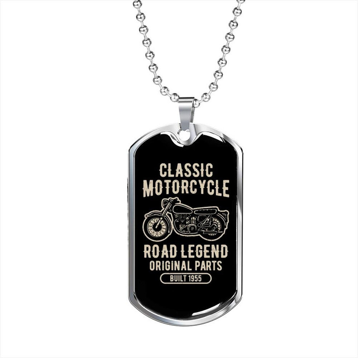 Gift For Him Classic Motorcycle Road Legend Original Parts Dog Tag Necklace