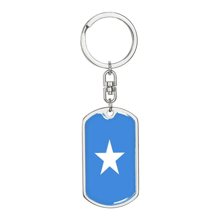 Gift For Him Somalia Flag Star On Pale Blue Design Dog Tag Pendant Keychain