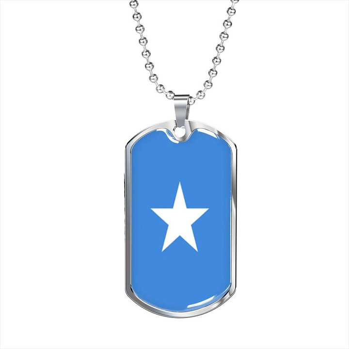 Gift For Him Somalia Flag Dog Tag Necklace Star On Pale Blue Design
