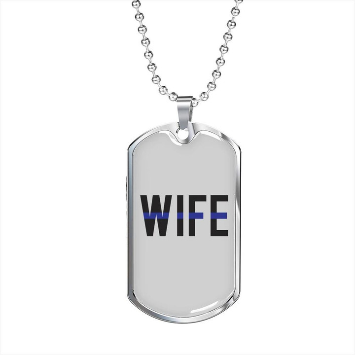 Gift For Wife Thin Blue Line Design Dog Tag Necklace