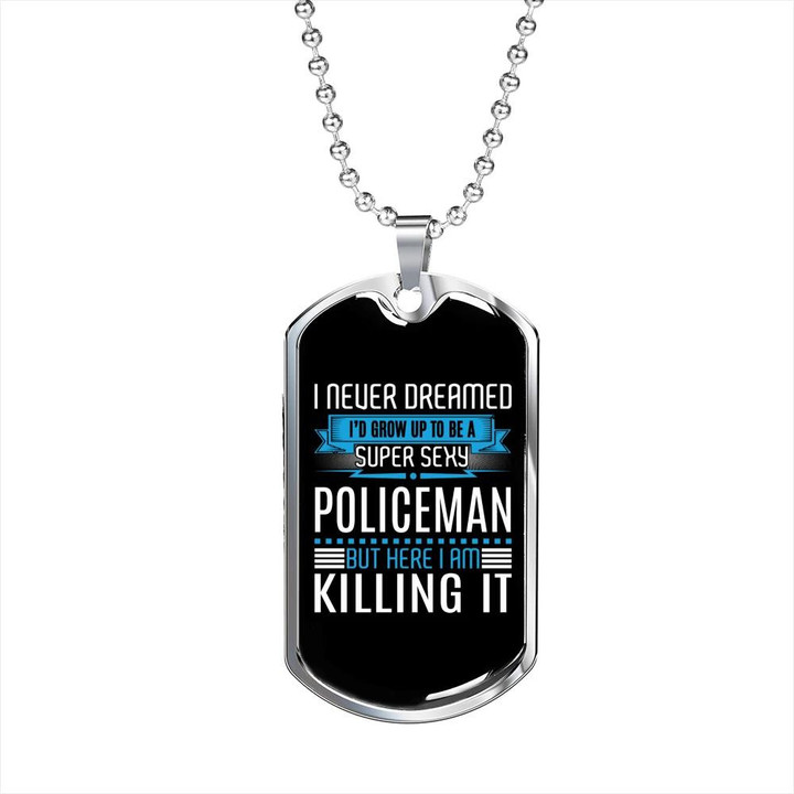 Gift For Her Super Sexy Policewoman Here I Am Dog Tag Necklace