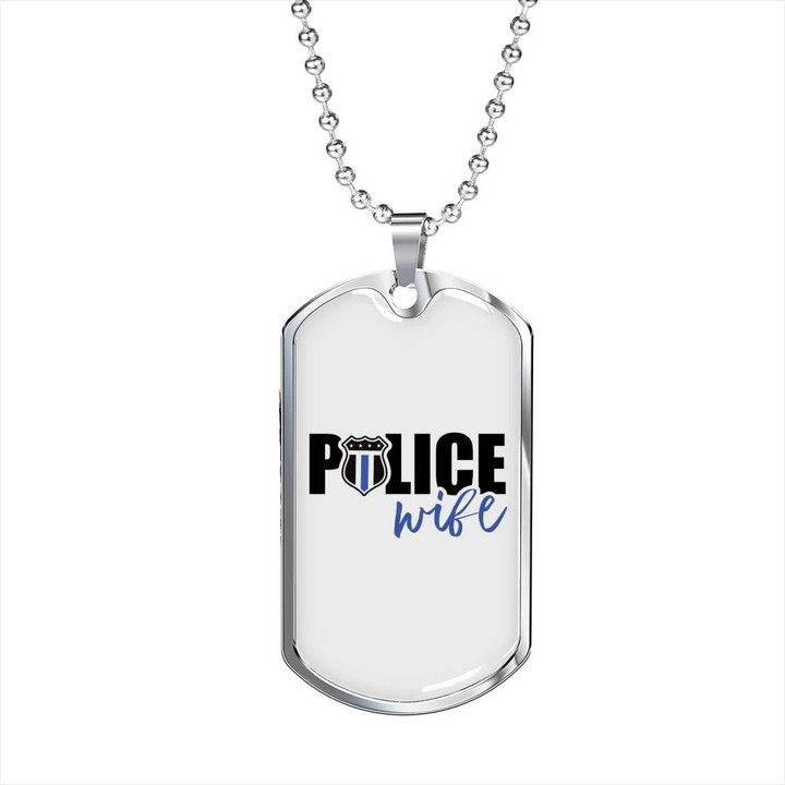 Gift For Police Wife Black Blue Design Dog Tag Pendant Necklace