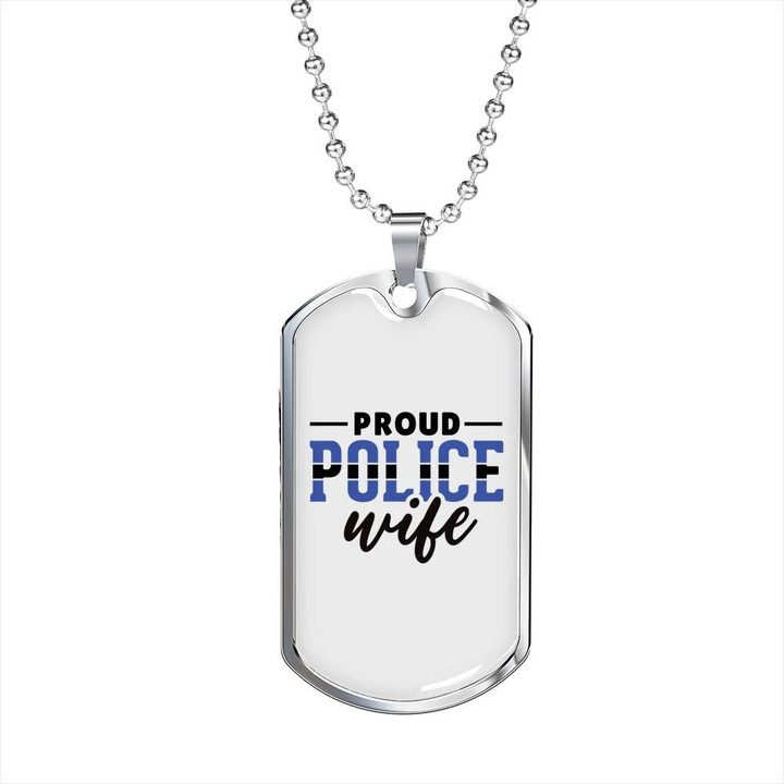 Dog Tag Necklace Gift For Wife Proud Police Wife Black Navy Design
