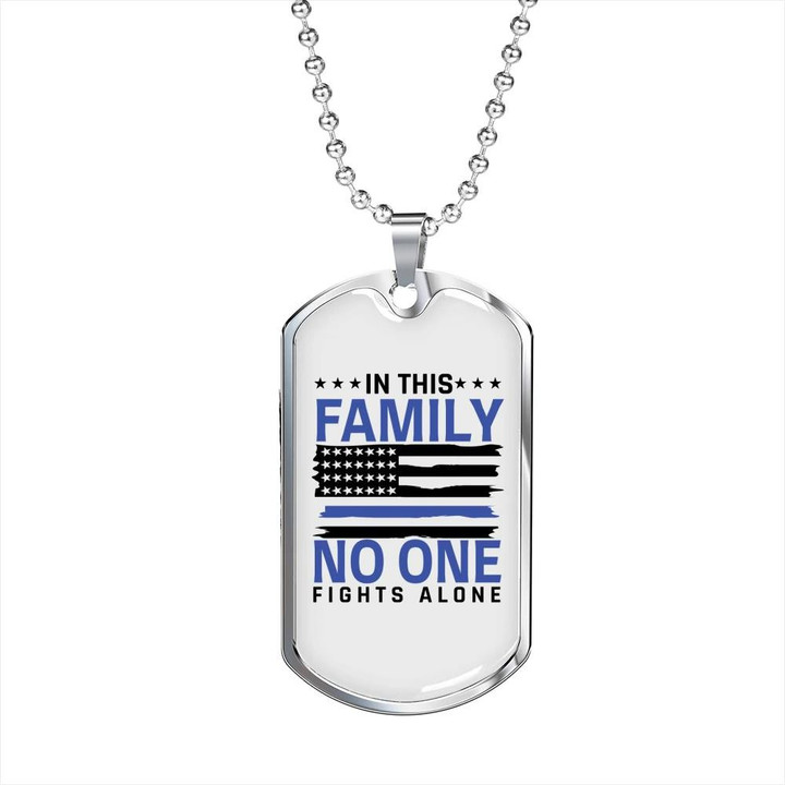 Gift For Him No One Fights Alone US Flag Design Dog Tag Necklace
