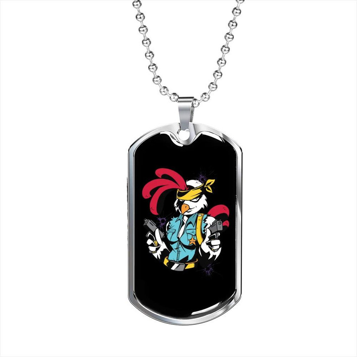Funny Chick Guns Gift For Police Officer Dog Tag Pendant Necklace