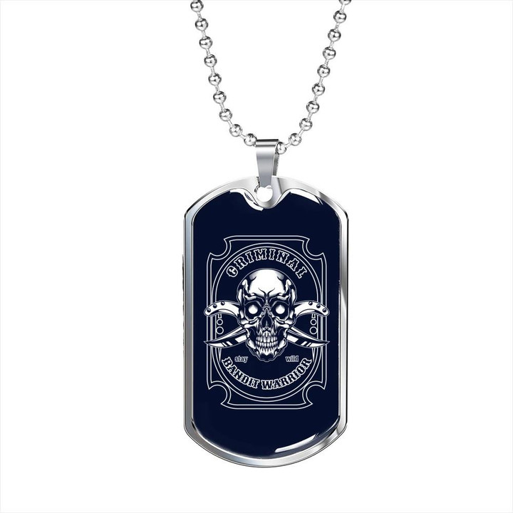 Gift For Him Criminal Bandit Warrior Scary Skull Pattern Dog Tag Necklace