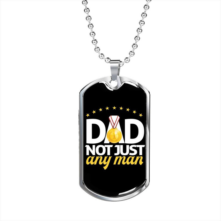 Not Just Any Man Gift For Dad Gold Medal Dog Tag Pendant Necklace