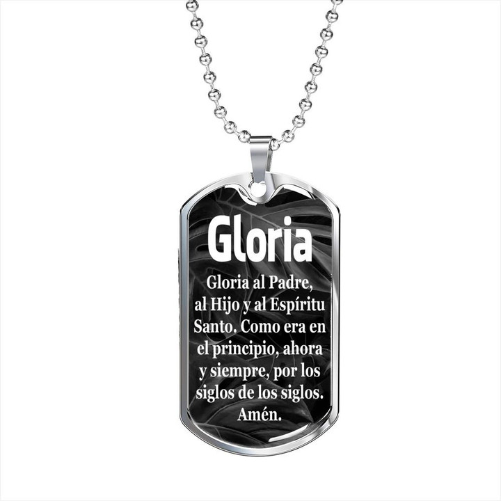 Gift For Him Catholic Glory Be Prayer In Spanish Dog Tag Necklace