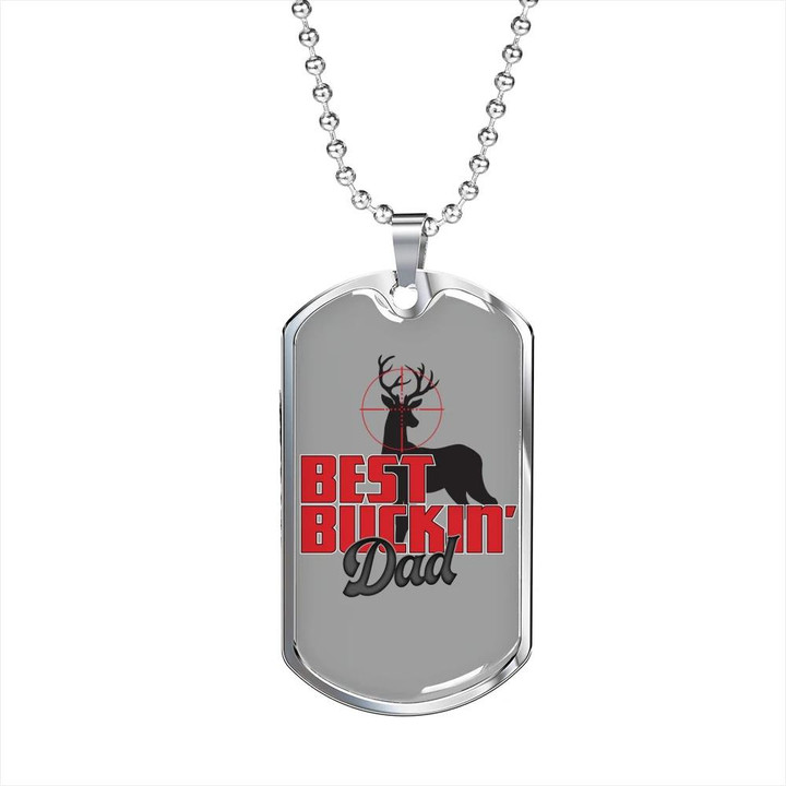 Gift For Dad Gift For The Best Buckin' Dad Sniper Dog Tag Necklace