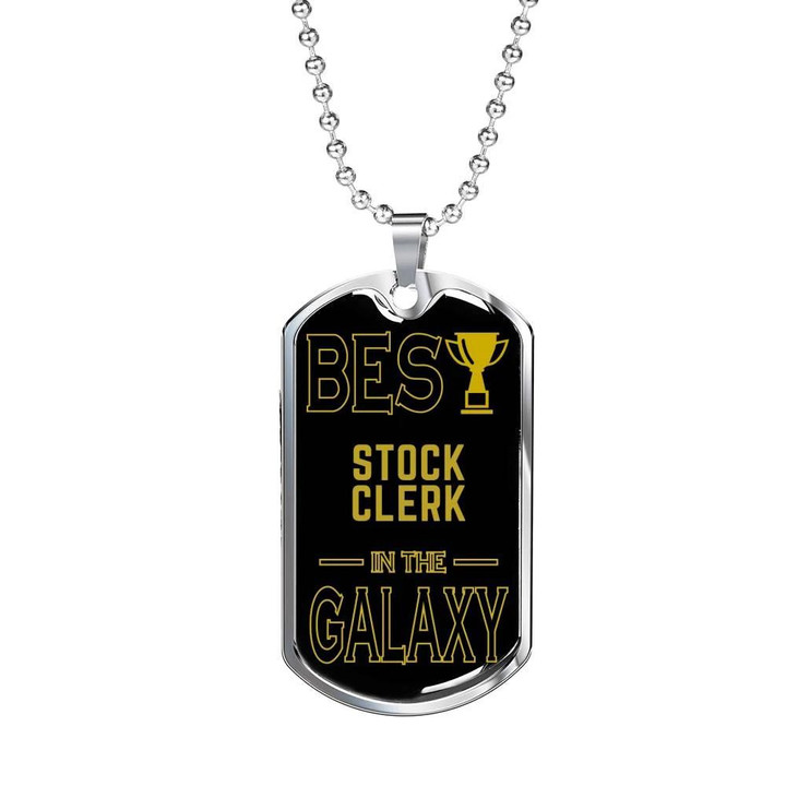 Dog Tag Necklace Gift For Him The Best Stock Clerk In The Galaxy