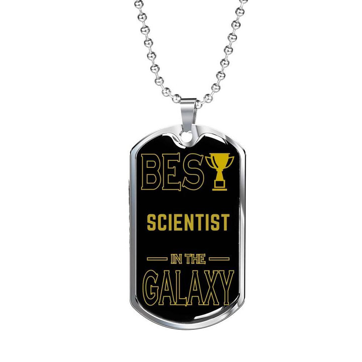 Dog Tag Pendant Necklace Gift For The Best Scientist In The Galaxy Pattern Of Gold Cup