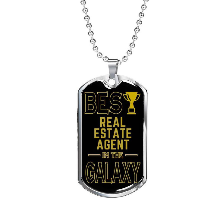 Dog Tag Necklace Gift For Him The Best Real Estate Agent In The Galaxy
