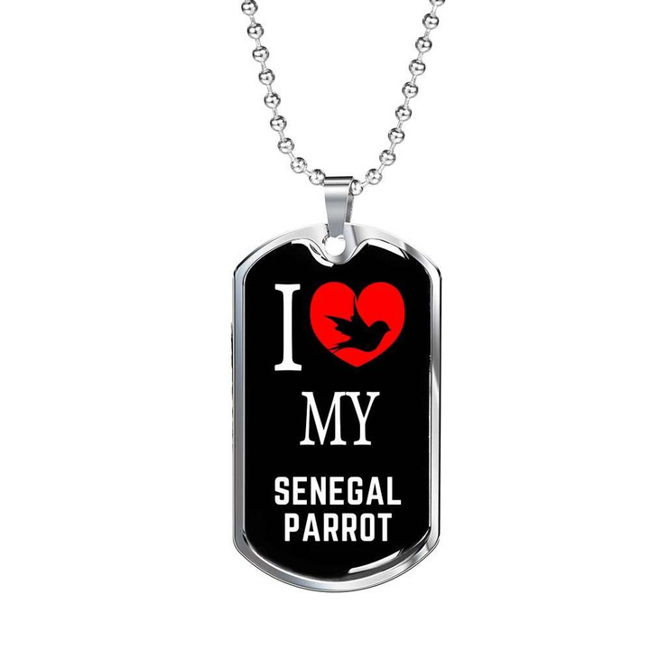 Dog Tag Necklace Gift For Him Bird Lover I Love My Senegal Parrot