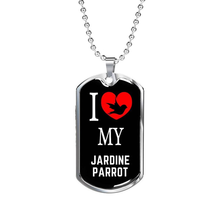 Dog Tag Necklace Gift For Him Bird Lover I Love My Jardine Parrot