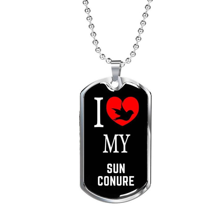 Dog Tag Necklace Gift For Him Bird Lover I Love My Sun Conure