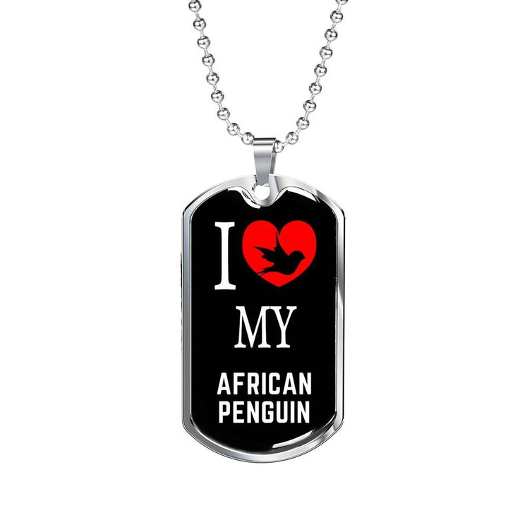 Dog Tag Necklace Gift For Him Bird Lover I Love My African Penguin