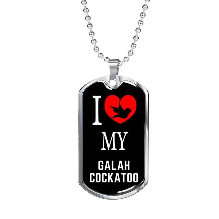 Dog Tag Pendant Necklace Gift For Bird Lover I Love My Galah Cockatoo