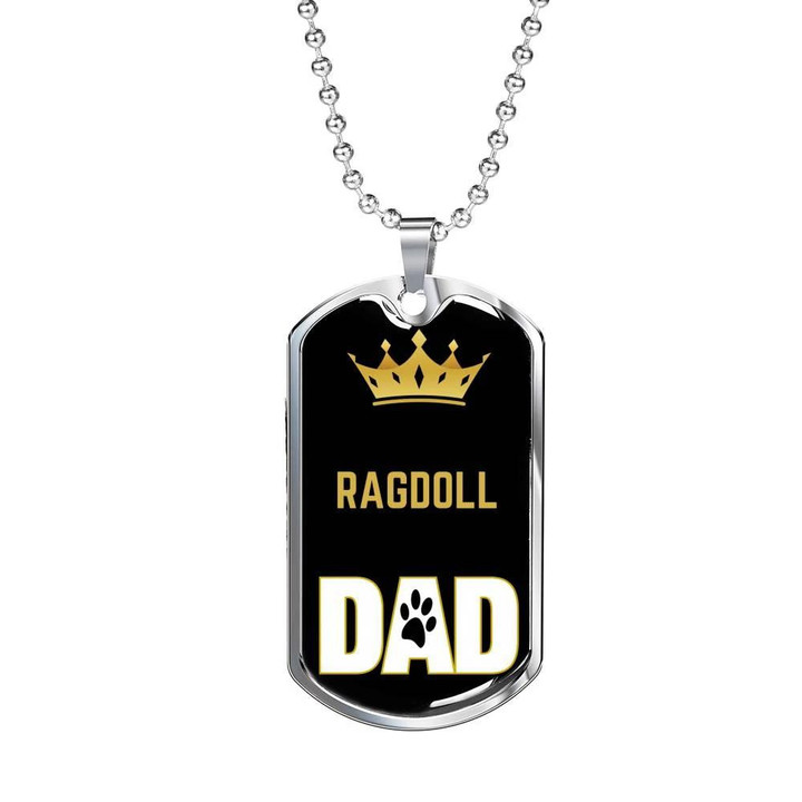 Gift For Dad Ragdoll Cat Dad Black Theme With Crown Dog Tag Necklace Gift For Cats Lover