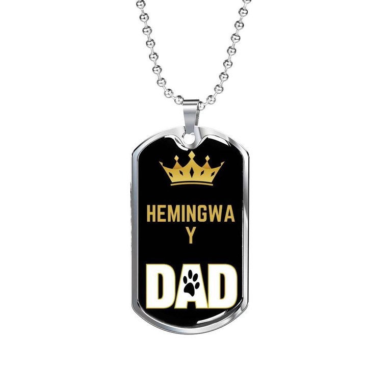 Gift For Dad Gift For Cat Owner Lover Dog Tag Necklace Hemingway Cat Dad Black Background