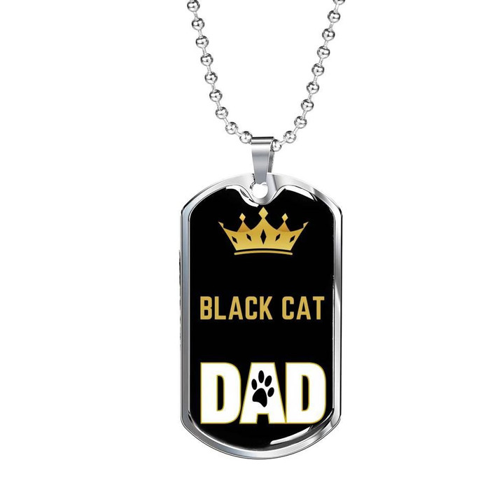 Gift For Dad Black Cat Cat Dad Gift For Cat Owner Lover Dog Tag Necklace Black Theme